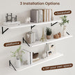Axeman Floating Shelves for Wall White - 55 Inch Wide x 12 Inch Deep Wall Shelves Set of 2 - White Deep Wood Floating Shelves for Living Room Bedroom Laundry Room