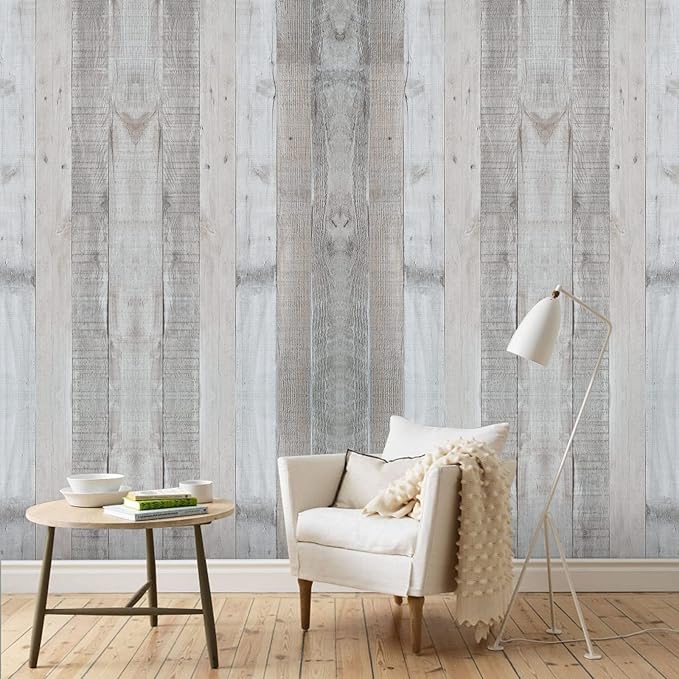 Wenmer Grey Wood Peel and Stick Shiplap Wallpaper - 17.71