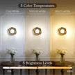 AELS Battery Operated Wall Sconces Set of 2, Vintage Gold Wireless Wall Lights with 3 Color Temps & Dimmable RGB Mode, Rechargeable with Detachable LED Bulbs & Remote for Bedroom Living Room，Floral