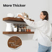 Heimlove 36 Inch Floating Shelves for Wall,10 Deep Brown Wood Shelves with Invisible Brackets,Wall Mounted Storage & Display Shelves for Bedroom,Living Room,Kitchen,Office