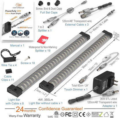 EBD Under Cabinet Lighting Touch Under Cabinet Lights Built-in 45cm Adjustable Cable, Splitter & 3 External Cable, 9 Panel 6500K Coolwhite 3150Lm Kitchen Under Counter Lights