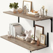 Fun Memories Floating Shelves for Wall, 12 Inch Deep Floating Shelves Set of 2, Wall Mounted Shelf with Metal Brackets, Rustic Wood Wide Shelf for Bathroom, Kitchen and Living Room, Grey, 36W x 12D