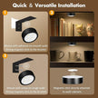 3Pcs Picture Lights for Wall Battery Operated, Magnetic Led Painting Light with Remote Dimmable and Timer, 3 Lighting Modes Art Display Light for Picture Frame, Wireless Wall Decor Puck Lights, Black