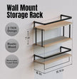 RICHER HOUSE 2+1 Tier Wall Mounted Floating Shelves Set of 2, Rustic Wood Wall Shelf with Metal Frame, Extra Storage Rack for Bathroom, Kitchen, Bedroom with Tissue Rack & Towel Bar - Rustic Wood