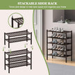 2 Tier (Thick) Bamboo Shoe Rack for Closet Free Standing Wood Shoe Shelf for Entryway Small Space Stackable 27