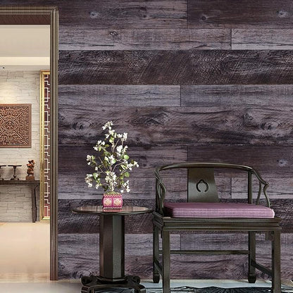 WENMER 17.71" x 118" Grey Wood Peel and Stick Shiplap Self-Adhesive Wallpaper Planks for Countertop, Cabinet, Shelf, Wall, Door