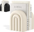 Concrete Book Ends for Shelves [Heavy Duty BOOKENDS] - Bookends Decorative for Heavy Books - Modern Trendy Book Ends - Book Stopper for Shelves - Book Holders for Shelves (White Bookends)