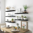 24 Inch Black Wood Floating Shelves for Wall Rustic Wall Shelf for Bedroom Living Room Set of 4