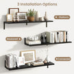 Fun Memories Deep Floating Shelves, 36W x 8D Floating Shelves Set of 2, Wall Mounted Shelf with Metal Brackets, Rustic Wood Wall Shelf for Bathroom, Kitchen and Living Room, Black