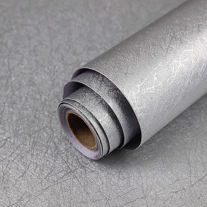 Abyssaly Grey Peel and Stick Wallpaper, Embossed Self Adhesive Silver Gray Contact Paper for Bedroom, Removable Home Decoration Wallpaper Covering for Cabinets Countertop 15.7in X 393.7in