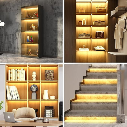 WOBANE LED Shelf Light, LED Closet Light Kit, 4PCS 20inch Pre-Cut Strip Bars, Designed for Shelves,Display Case, Bookshelf, in Cabinet Lighting, 2700K Warm White