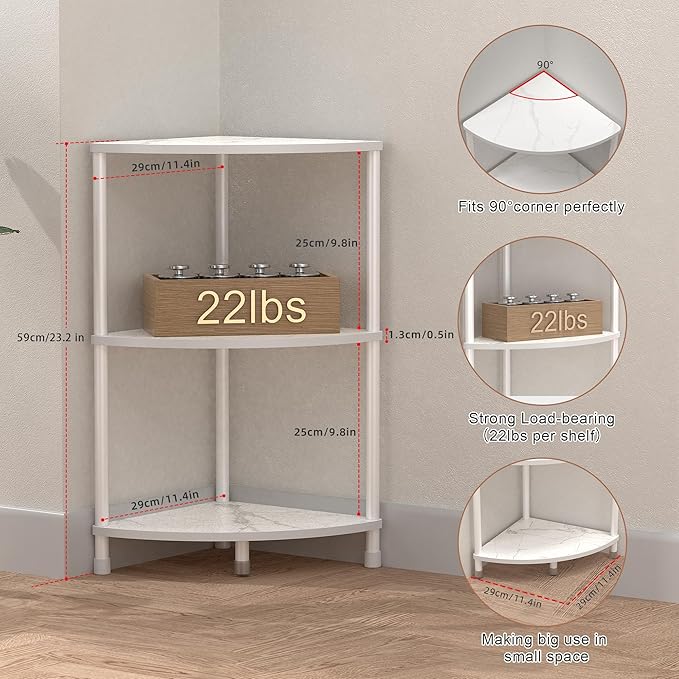 3 Tier Corner Shelf Stand, 23.2