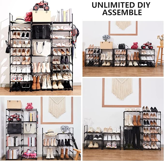 Mavivegue 9-Tier Metal Shoe Rack - Holds 50-55 Pairs, Tall Storage Shelf for Shoes, Boots, Entryway, Closet, Garage