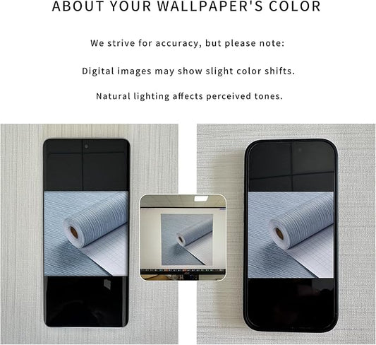 Haimin Grasscloth Wallpaper Textured 24in X 393in Fabric Contact Paper Grey Blue Wall Paper Textured Linen Peel and Stick Self-Adhesive Thick Vinyl Embossed Film Wallpaper (Gray Blue)