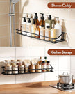 Orimade Adhesive Bathroom Shelf Organizer Shower Caddy Storage Basket Kitchen Spice Rack No Drilling SUS304 Stainless Steel Rustproof, 15.75 inch, Black