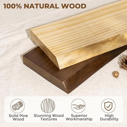 RICHFOCUS Floating Shelves for Wall 55 Inch Solid USA-Sourced Oak Wooden Shelves for Bathroom Kitchen 9" Deep Modern Wood Shelf with Heavy-Duty Bracket for Wall Mounted, Natural Finish