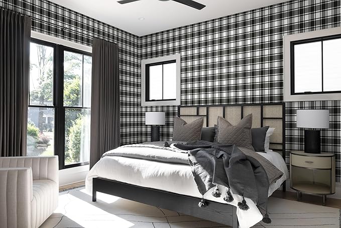 Guvana 17.7"x197" Black and White Peel and Stick Wallpaper Trellis Removable Contact Paper Modren Self-Adhesive Waterproof Wallpaper for Wall Paper Bedroom Shelves Drawer Liner Decorative