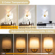 Rechargeable Battery Operated Wall Sconces Set of 2 Wireless Wall Lights with Remote Control 12 RGB Colors Magnetic Bulbs 5200mAh Battery Wireless Sconces for Bedroom Living Room (Gold)