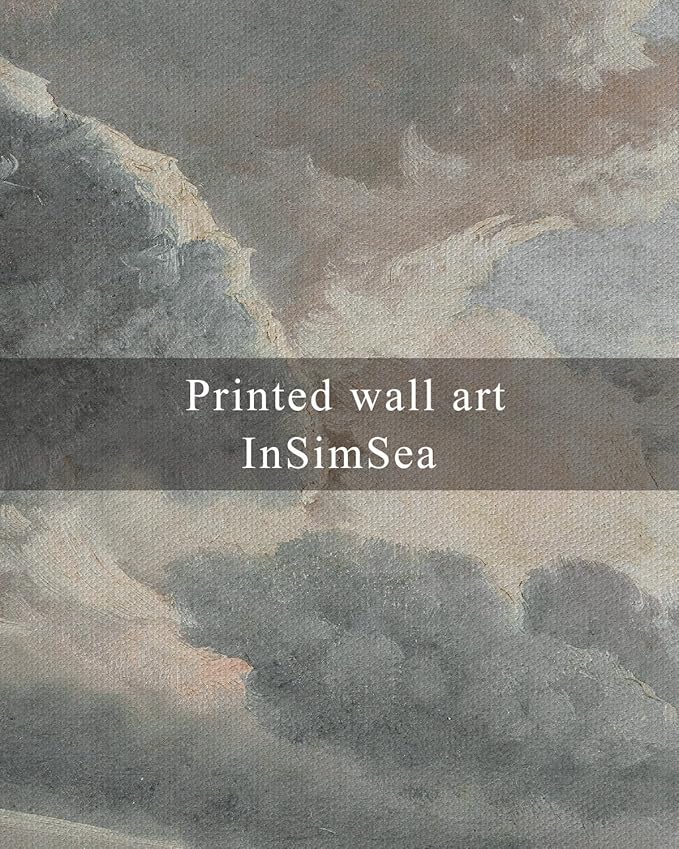 InSimSea Framed Canvas Wall Art Vintage Decor, Large Landscape Wall Art, Study of Clouds Painting, French Country Modern Farmhouse Decorations, Rustic Wall Decor for Living Room Bedroom, 20