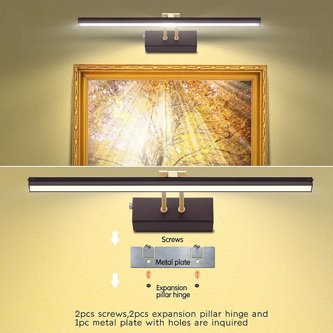 Picture Light,5000mAh Rechargeabl Art Lights for Paintings,Remote 16" Display Accent Lighting with Timer and Dimmable for Wall,Frame,Portrait-Black