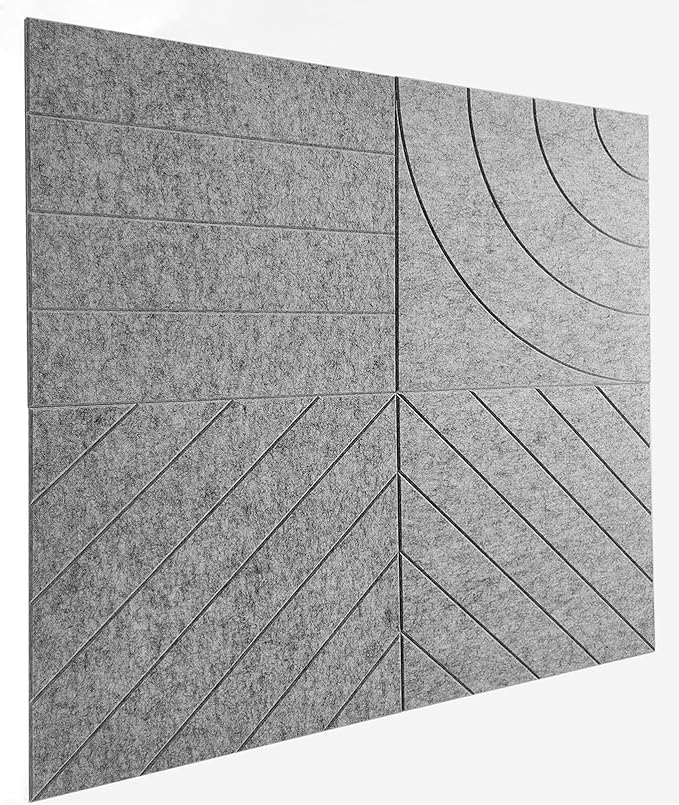 21.65" Large Square Acoustic Panels 4-Pack - Sound Absorbing Wall Panels, Noise Reducing Soundproof Decorative Felt Tiles for Home Office, Studio, Living Room - Gray Marble