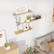 RICHFOCUS Floating Shelves for Wall, 24 inch Solid Wood Picture Ledge Shelf for Wall Storage, Nursery Book Shelves with Lip for Living Room Bathroom Bedroom Kitchen, Set of 3, Natural