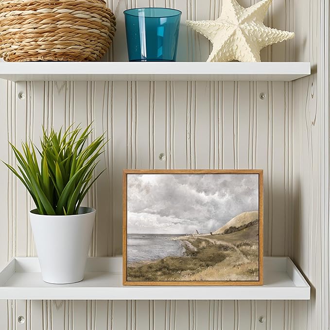 InSimSea Framed Canvas Wall Art Vintage Decor, Coastal Wall Art Seaside Landscape Paintings, Rustic Farmhouse Wall Decorations for Living Room Office Bedroom Decor, 11