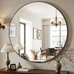Antok 30 Inch Round Mirror for Wall, Round Bathroom Mirror, Circle Wall Mirrors with Black Metal Frame, Circle Mirrors Suitable for Wall, Bathroom, Vanity, Living Room, Entryway