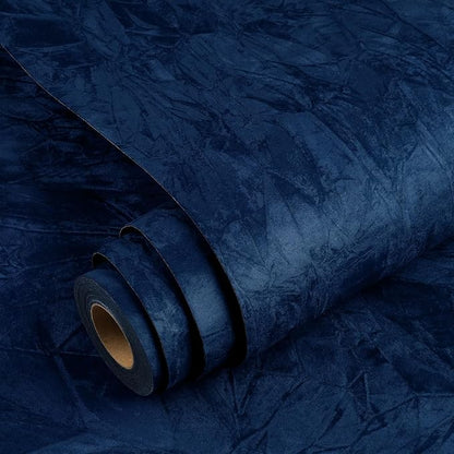 YENHOME 17.7"X590" Blue Velvet Wallpaper Peel and Stick Textured Self Adhesive Velvet Flocking Liner for Jewelry Drawer, Box Lining Blue Wallpaper Soft Fabric Textured Contact Paper Peel and Stick