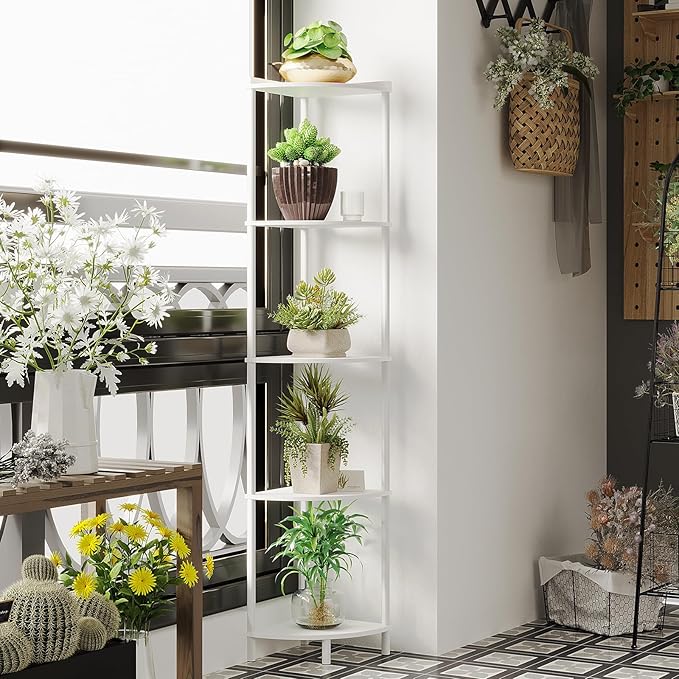 SUNMORY 5 Tier Corner Shelf Stand, Industrial 65