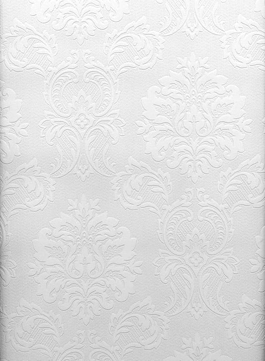 Brewster 429-6705 Paintable Solutions III Damask Paintable Wallpaper, 20.5-Inch by 396-Inch, White