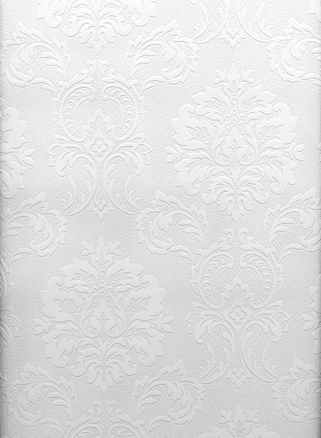 Brewster 429-6705 Paintable Solutions III Damask Paintable Wallpaper, 20.5-Inch by 396-Inch, White