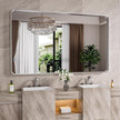 Brushed Nickel Bathroom Mirror 77x36 Inch, Brushed Silver Metal Frame Mirror Wall Mounted, Rounded Rectangle Bathroom Vanity Mirror, Tempered Glass, Anti-Rust, Horizontal/Vertical