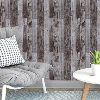 Yun-aeon Gray Wood Peel and Stick Wallpaper 34.6" X 480" Self Adhesive Wallpaper Backsplash Line Removable Wall Paper Bathroom Old Furniture Renovation Furniture