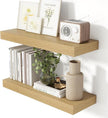 Heimlove 24 Inch Floating Shelves for Wall Oak Shelves Set of 2,Wall Mounted Rustic Wood 8 Inch Deep Floating Shelf with Invisible Brackets for Bedroom Kitchen Living Room