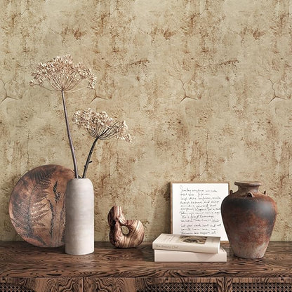 VEELIKE Wide Size 32''x354'' Aged Tan Concrete Wallpaper Peel and Stick Textured Wallpaper Concrete Contact Paper for Countertops Walls Removable Self Adhesive Lime Wash Wallpaper for Bathroom Bedroom