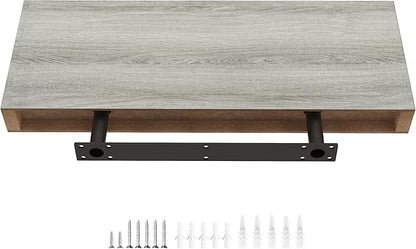 Ballucci Floating Shelf, 36" Wood Wall Shelf with Invisible Brackets for Bathroom, Living Room, Bedroom, Kitchen, Nursery, 6" Deep, Rustic Gray