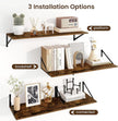 Fun Memories Floating Shelves for Wall, 12 Inch Deep Floating Shelves Set of 2, 24W x 12D Large Wall Shelf with Sturdy Metal Brackets for Living Room, Bathroom, Bedroom and Kitchen, Rustic Brown