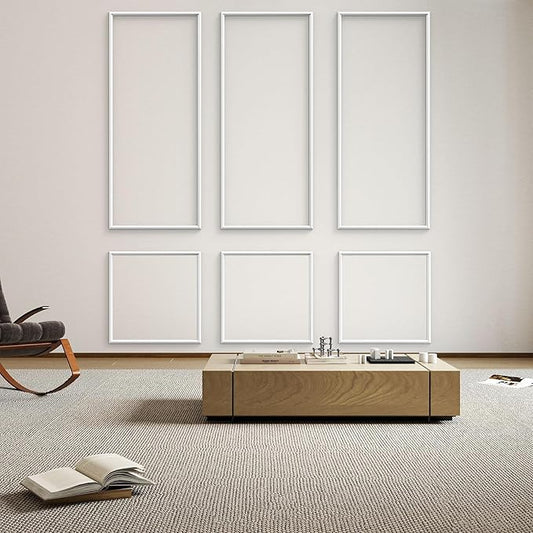 Premade Peel and Stick Wall Molding Kit, Set of 6 Pcs (3 Top & 3 Bottom) Self Adhesive Accent Wainscoting Panels for Interior Wall Moulding Decor, Ready to Assemble Moulding Trim(Style4– 54 x 23 in)
