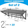 RedCall 2 Pack Garage Wall Shelf with 10 Hooks,23.5