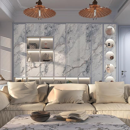 394x48inch Wide White Blue Marble Paper kitchen Granite Countertops Laminate Contact Paper Waterproof peel and stick Wallpaper Removable Vinyl Wrap Bathroom Counter Wall Top Sticker Pvc Marble Papers