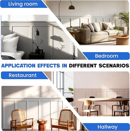 Peel and Stick Wall Molding Kit, Accent Wall Panels for Interior Wall Decor with Double-Sided Tape, Board and Batten Pre-Cut PS Wainscoting Panels (94 * 55 in)