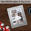4x6 Picture Frame Set of 2 - Crystal Glass Picture Frame, 4 by 6 Glitter Silver Wedding Photo Frames for Tabletop and Wall Display Vertically of Horizontally