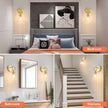 Gold Wall Sconces Set of 2 Modern Vanity Light Fixtures for Bathroom Wall Mount Lighting Lamp Hardwired Farmhouse Wall Lights with 6 Inch Clear Glass Shade for Bedroom Living Room Mirror