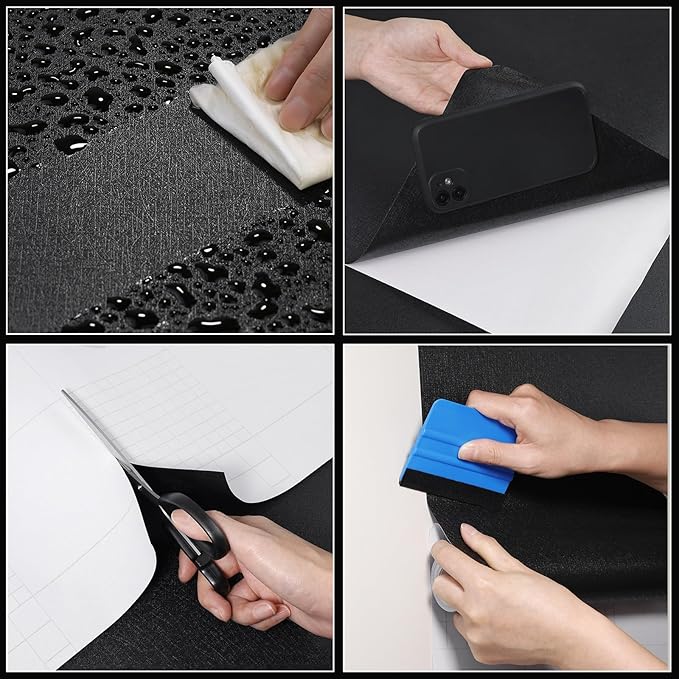 Black Contact Paper Solid Black Peel and Stick Wallpaper 17.3"x300" Matte Self Adhesive Waterproof Vinyl Roll for Bathroom Kitchen Backsplash Cabinets Shelf Liners Drawers