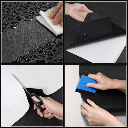 Black Contact Paper Solid Black Peel and Stick Wallpaper 17.3"x120" Matte Self Adhesive Waterproof Vinyl Roll for Bathroom Kitchen Backsplash Cabinets Shelf Liners Drawers