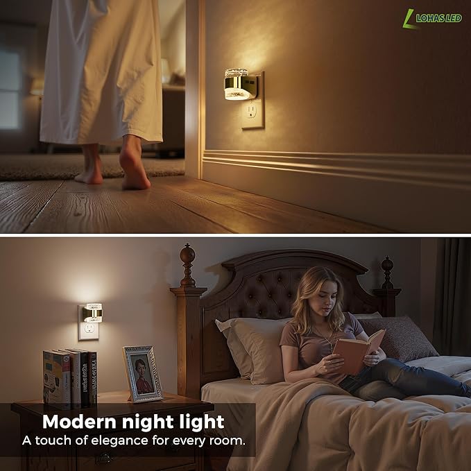 L LOHAS LED 3CCT Night Lights Plug into Wall, 3000K/4000k/5000K Adjustable Color Temperature Night Light,Bubble Nightlight with Dusk to Dawn Sensor for Rooms Bathroom Hallway