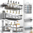 Shower Caddy Adhesive Shower Organizer 8-Pack, Rustproof Stainless Steel Bathroom Shelves, Large Capacity No-Drill Rack Storage Accessories with Soap Dish Toothbrush Holder Hooks