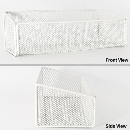 Bathroom Shelf Over Toilet Storage Basket,Toilet Beside Floating Shelf Mesh Metal Wall Mounted Shelves for Home Organization & Decor Essentials,Kitchen/Living Room Shelves (White)