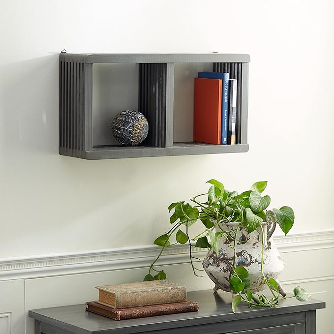 Deco 79 Wall Shelf, 23" L x 7" W x 12" H, Grey